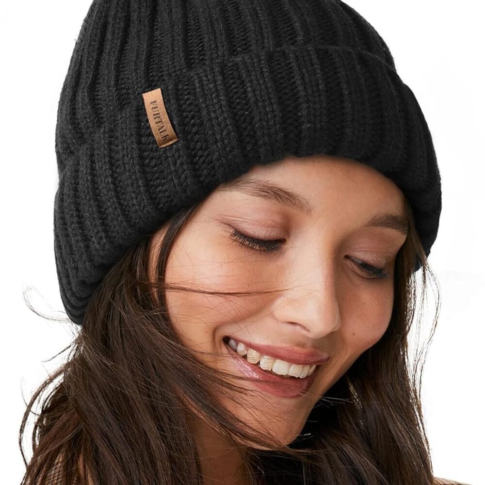 Winter Hats for Women Fleece Lined Beanie Knit Chunky Womens Snow Cap - Picture 1 of 8